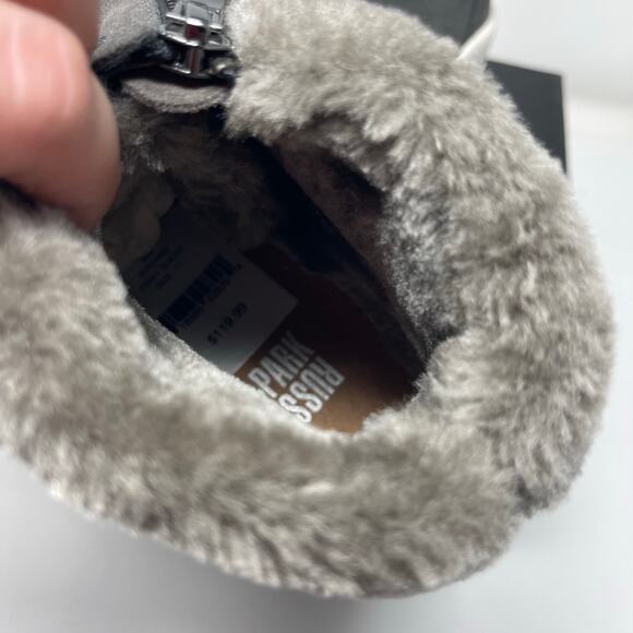 New RUSSELL PARK Oliver Faux Fur-Trim Suede Sneakers in Grey size 11 - Picture 2 of 10